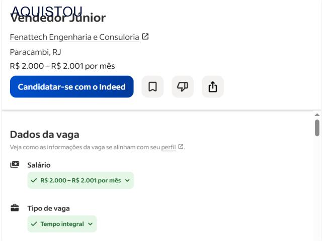 Vendedor Júnior - Fenatec - Paracambi