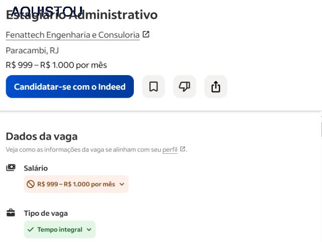 Estagiário Administrativo - Fenattech - Paracambi
